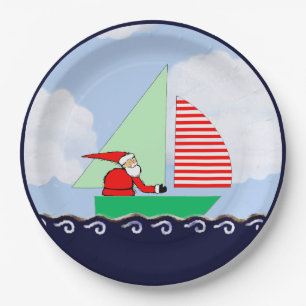 Sailing Nautical Christmas Holiday Party Paper Plate
