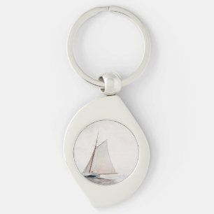Sailing off Gloucester (ca.1880) by Winslow Homer Key Ring