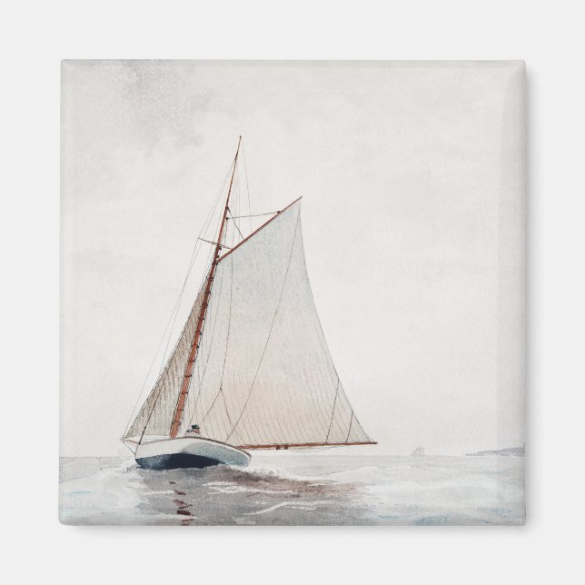 Sailing off Gloucester (ca.1880) by Winslow Homer. Magnet (Front)