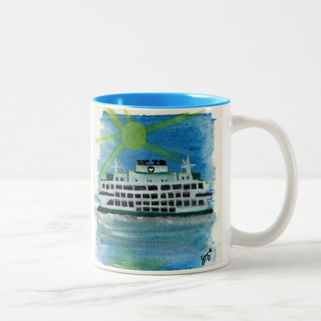 Sailing on Heavenly Seas Two-Tone Coffee Mug (Right)