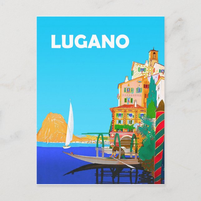 Sailing on Lugano lake, summer in Switzerland Postcard (Front)