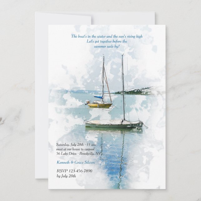 Sailing on the Lake Invitation (Front)
