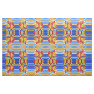 Sailing on the Seven Seas So Blue Cubist Abstract Fabric