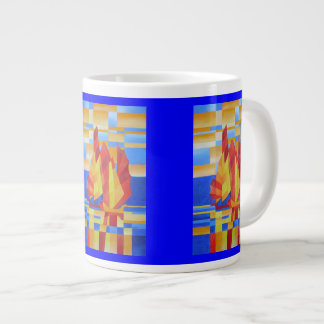 Sailing on the Seven Seas So Blue Cubist Abstract Large Coffee Mug