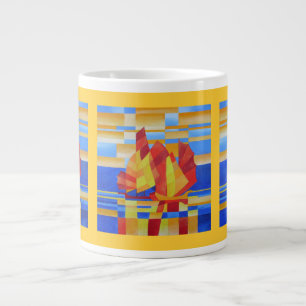 Sailing on the Seven Seas So Blue Cubist Abstract Large Coffee Mug