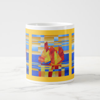 Sailing on the Seven Seas So Blue Cubist Abstract Large Coffee Mug