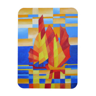 Sailing on the Seven Seas So Blue Cubist Abstract Magnet