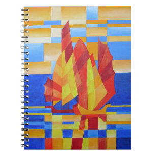 Sailing on the Seven Seas So Blue Cubist Abstract Notebook