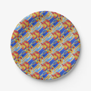 Sailing on the Seven Seas So Blue Cubist Abstract Paper Plate