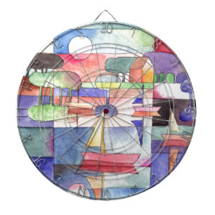 SAILING ON THE WATER Boat Watercolor Paining Dartboard