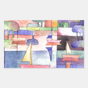 SAILING ON THE WATER Boat Watercolor Paining Rectangular Sticker
