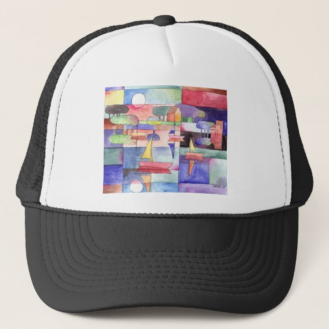 SAILING ON THE WATER Boat Watercolor Paining Trucker Hat (Front)