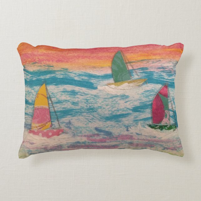 Sailing Orange Sky Decorative Cushion (Front)
