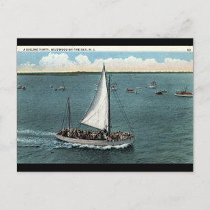 Sailing Party Wildwood by the Sea NJ Vintage 1934 Postcard