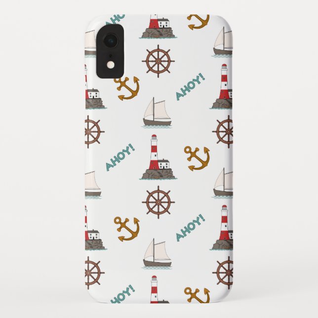 Sailing Pattern Colour on White Case-Mate iPhone Case (Back)