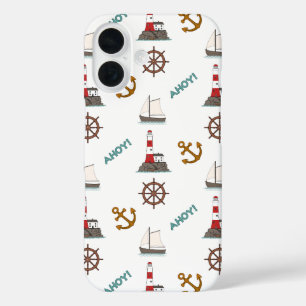 Sailing Pattern Colour on White iPhone 16 Case