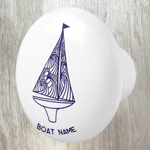 Sailing Personalised Boat Name Ceramic Knob