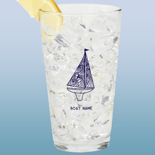 Sailing Personalised Boat Name Glass (Sailing boat yacht name personalized glass tumbler)