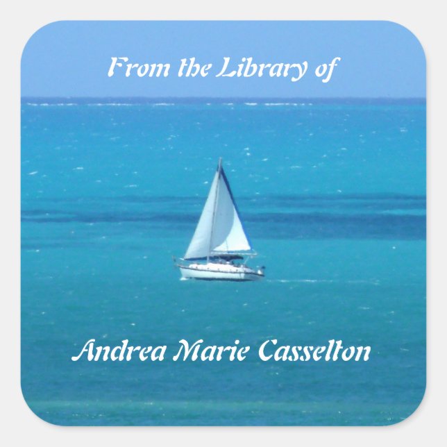 Sailing Personalised Bookplate Square Sticker (Front)