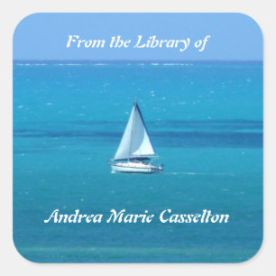 Sailing Personalised Bookplate Square Sticker