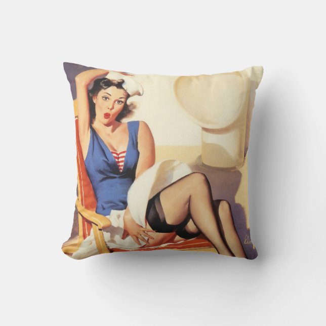 Sailing pin up outdoor cushion (Front)