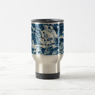 Sailing pirates blue background travel mug
