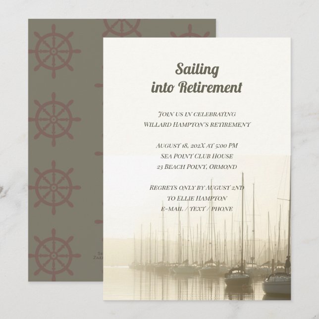 Sailing Retirement Theme  Invitation (Front/Back)