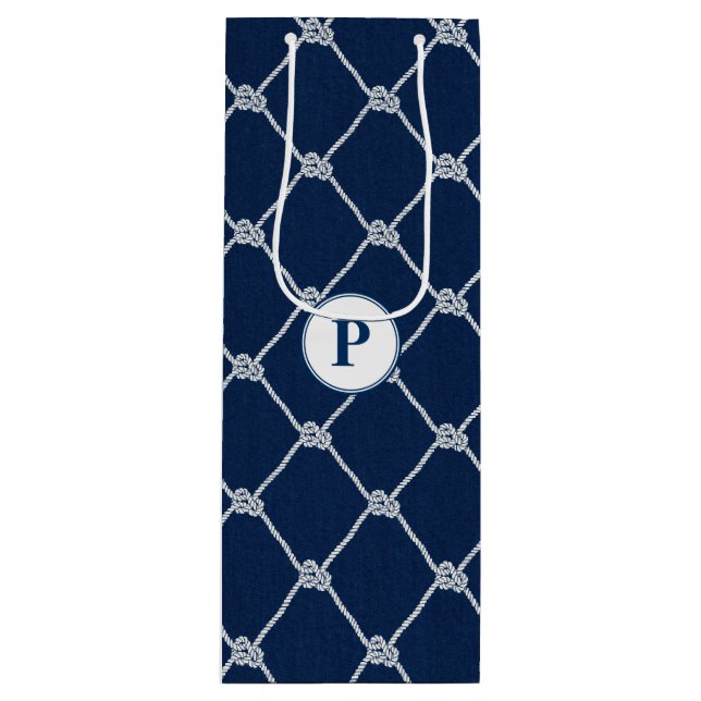 Sailing Ropes Nautical Coastal Wine Gift Bag (Front)