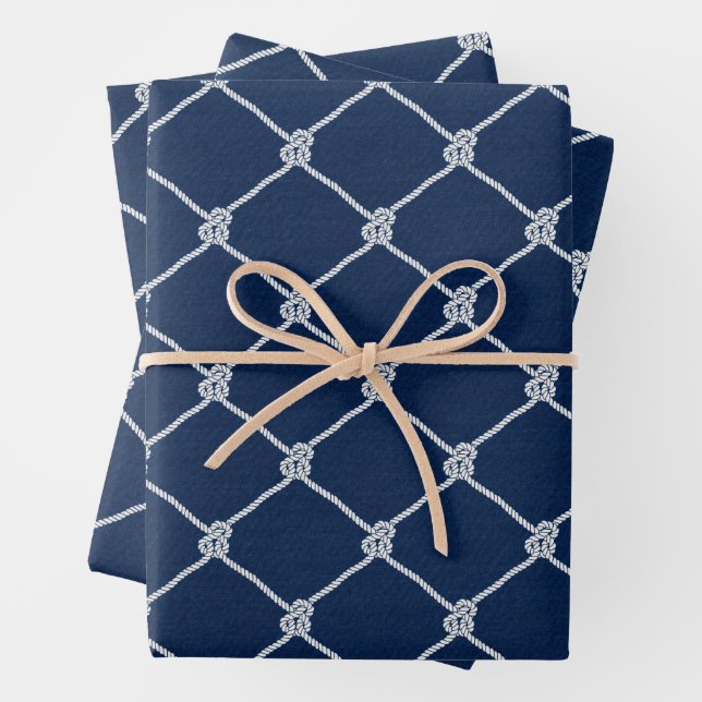 Sailing Ropes Nautical Coastal Wrapping Paper Sheet (In situ)