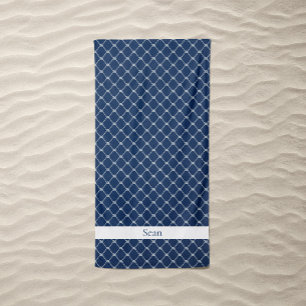 Sailing Ropes Nautical Navy Blue Beach Towel