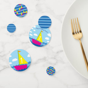 Sailing Sail Boat Cute Boy Kid's Birthday Party Confetti