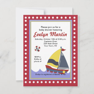 Sailing Sail boat Nautical Baby Shower Invitations