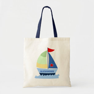 SAILING SAIL BOAT Tote Bag - add a NAME!