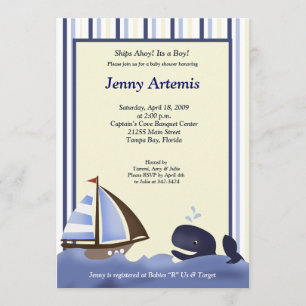 Sailing Sailboat Boat l Baby Shower 5x7 Invitation