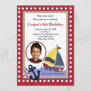 Sailing Sailboat Boat PHOTO Nautical 5x7 Birthday Invitation
