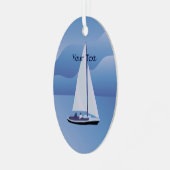 Sailing Sailboat Oval Metal Ornament (Front Left)