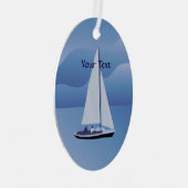 Sailing Sailboat Oval Metal Ornament (Front Right)
