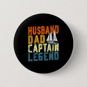 Sailing sailboat retro vintage husband dad captain 6 cm round badge