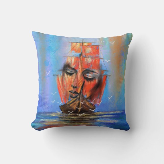 Sailing Sailboat Woman Pillow (Front)