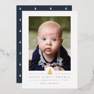 Sailing Sailing Birth Announcement Foil Invitation