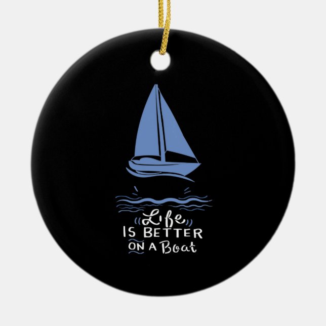 Sailing Sailing Boat Ceramic Tree Decoration (Front)