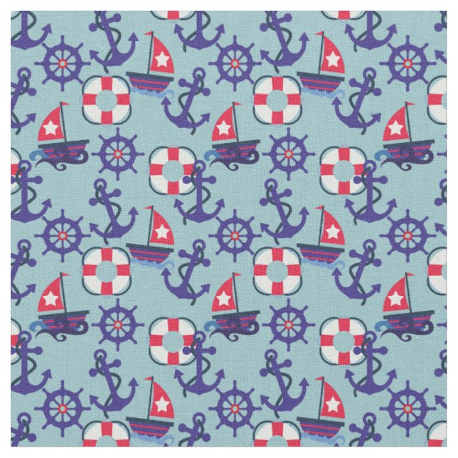 Sailing, Sailing | Nautical | Red, White and Blue Fabric (Close Up)