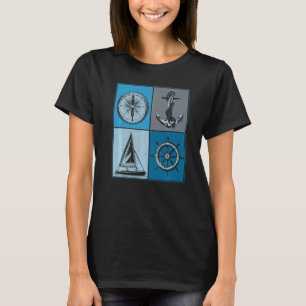 Sailing sailor sailboat anchor boat compass rudder T-Shirt