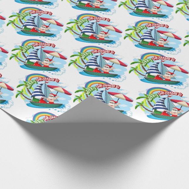 Sailing Santa Christmas Wrapping Paper (Corner)