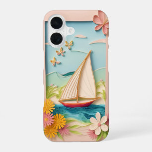 Sailing Scene Craft With Quilling Flowers iPhone 16 Case