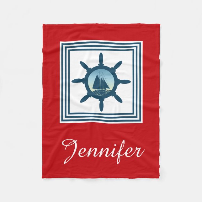 Sailing scene fleece blanket (Front)