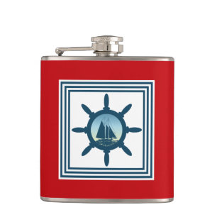 Sailing scene hip flask