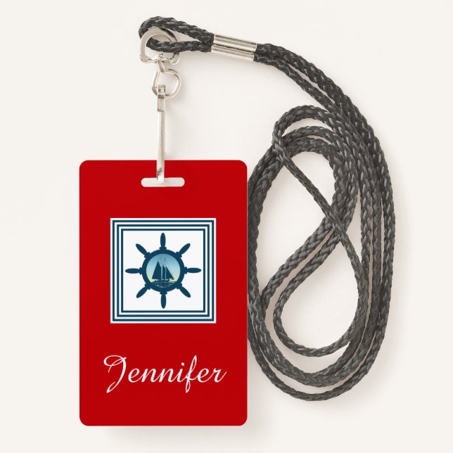 Sailing scene ID badge (Front with Lanyard)