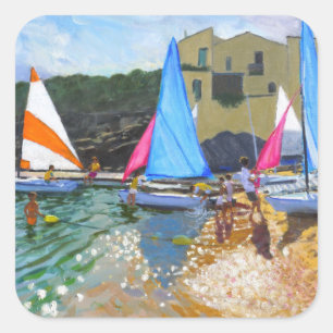 sailing school calella de palafrugall costa square sticker