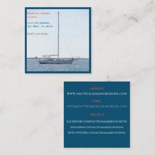 Sailing School Instructor/White Sailboat Sailing Square Business Card